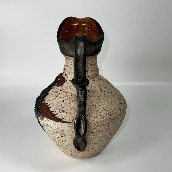 Studio Stoneware Art Pottery Pitcher Applied Design Collectible Marked Israel - Picture 5 of 12